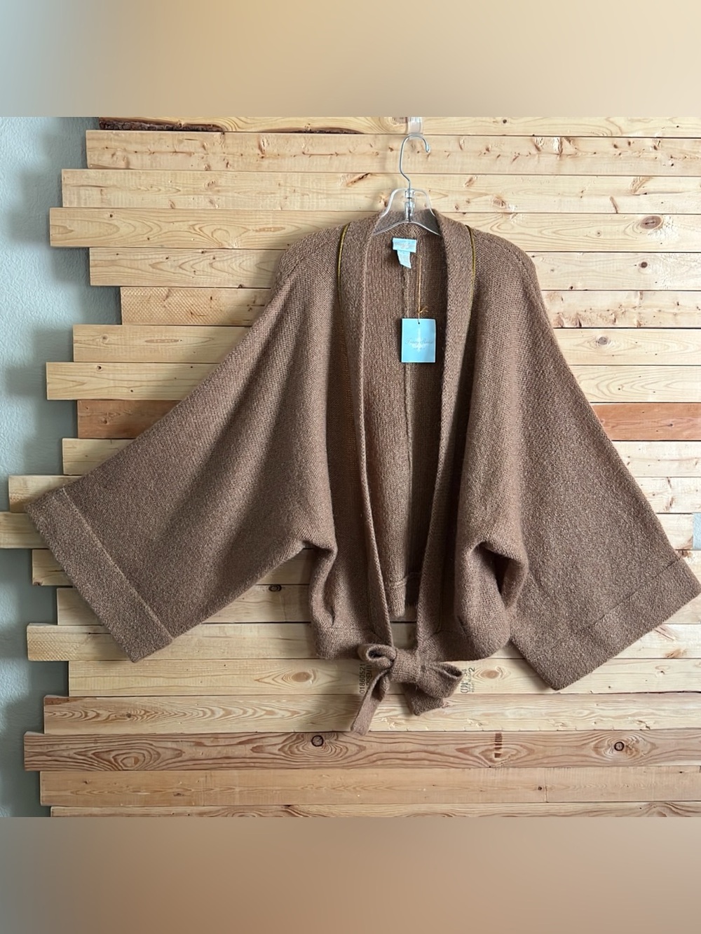Tracy Reese Brown Open Front Tie Details Kimono Sleeve Cardigan Sweater Size S